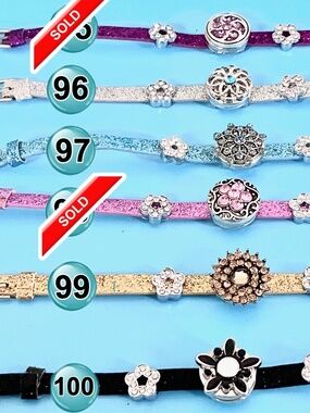 🎀 $3 - Snap Jewelry Charm, Faux Leather Bracelet with Slide Charms *see desc*